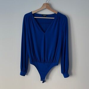 Express Royal Blue V-Neck Bodysuit